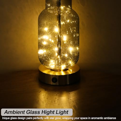 22" Glass Table Lamps Set of 2 with LED Nightlight for Bedroom (2 Count)