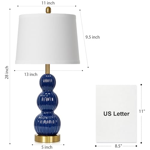 28" Navy Blue Table Lamps Set of 2 for Living Room (2 Count)