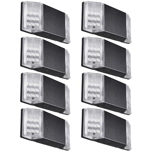 8 Pack LED Emergency Lighting with Battery Backup Black (8 Count)