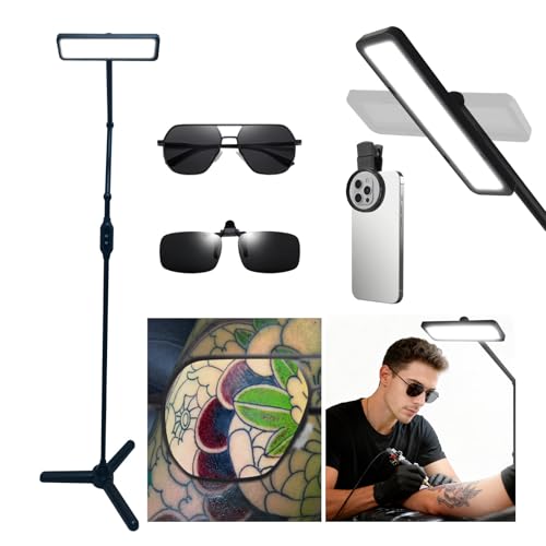 Tattoo Shading Pro Light Floor Lamp with CPL Filter Lens Reduce Glare and Reflections for Tattooing