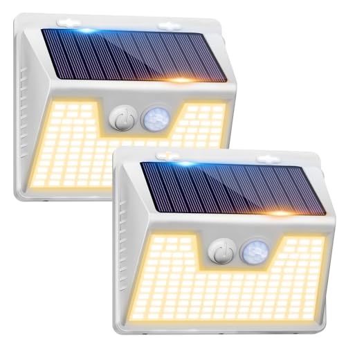 White Frame Solar Motion Sensor Lights Outdoor (2 Count)