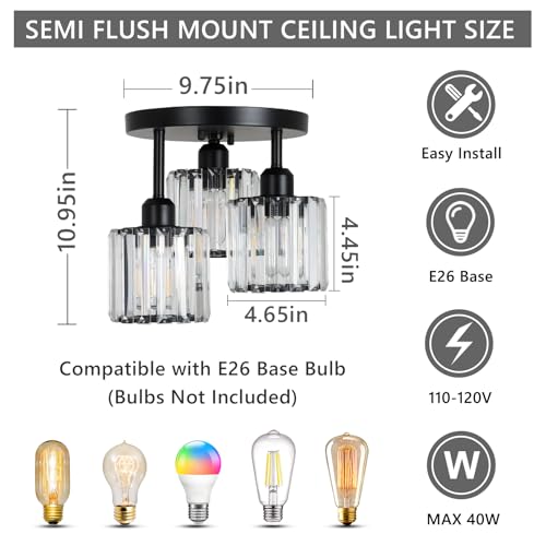 Crystal Semi Flush Mount Ceiling Light