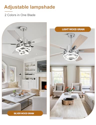 52" Modern Chandelier Fandelier Ceiling Fan with Light