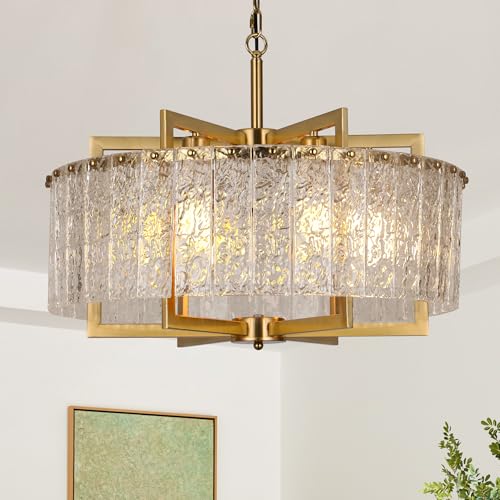 Modern Crystal Chandeliers for Dining Room Gold Pendant Lights 24"