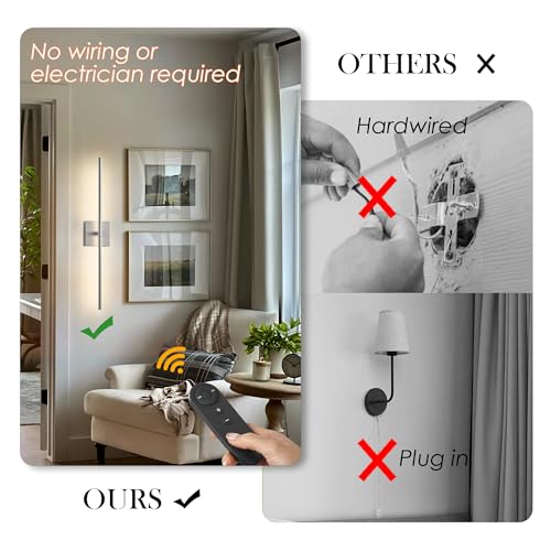 32.2 Inch Wall Sconces Battery Operated for Living Room Nickel (2 Count)