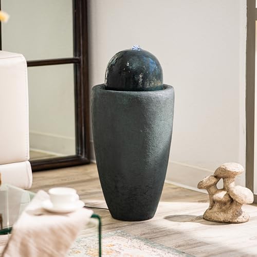 25.98" Modern Sphere Water Fountain with LED Light