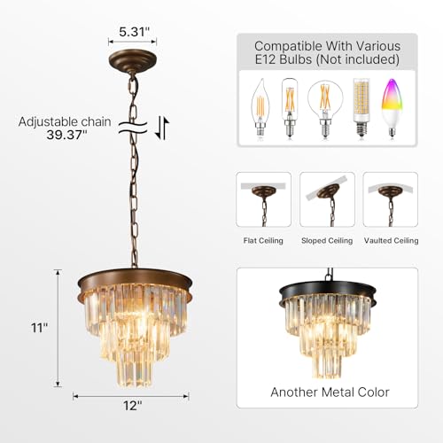 Small Vintage Crystal Pendant Light
