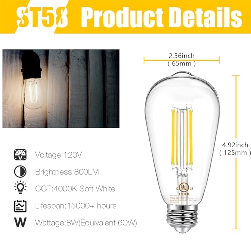 12 Pack Vintage LED Edison Bulbs (12 Count)