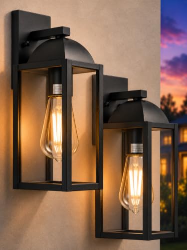 Outdoor Wall Sconce (2 Pack, Black)