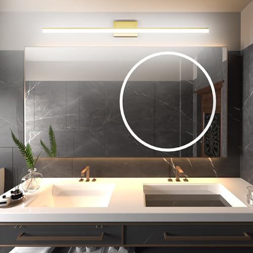 48inch Bathroom Vanity Light Brushed Gold Modern LED Vanity Lighting Over Mirror Adjustable Gold Wall Light for Bathroom