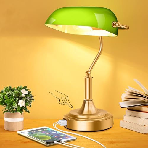 Bankers Lamp with 2 USB Ports