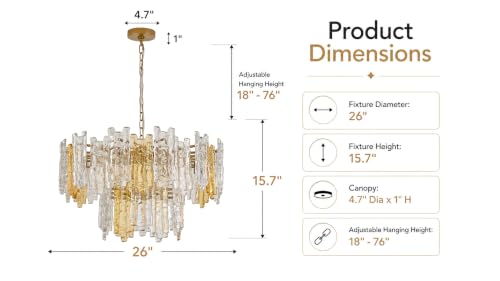 26" 7 Light Modern Art Ice Stick Crystal Chandelier
