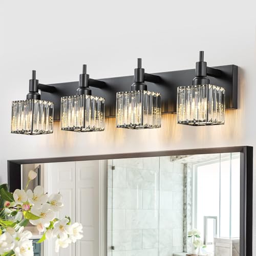 Black Crystal Bathroom Vanity Light 4