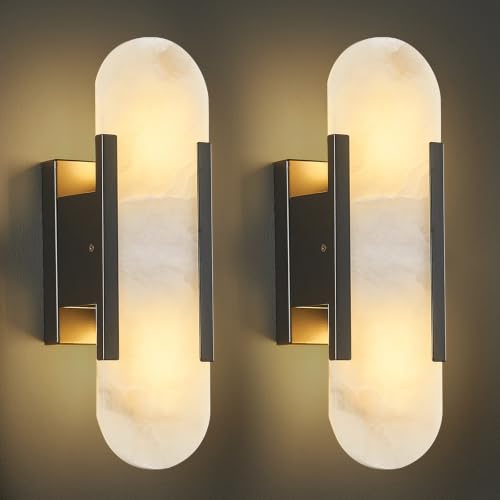 Alabaster Wall Sconces Set of Two