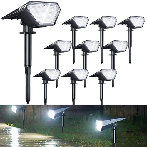Solar Spot Lights Outdoor Waterproof Bright 700 Lumen White 10 Pack