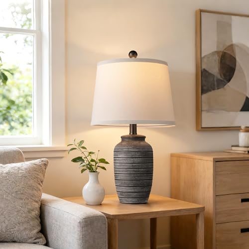 Bedside Lamps Set of 2 with Linen Lampshade (2 Count)
