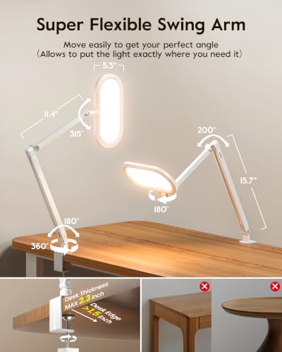 Desk Lamp for Home Office with Clamp for Video Conference