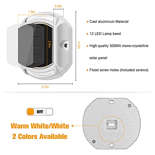 Solar Driveway Dock Deck LED Outdoor Lights 2 Colors Modes 4 Pack (4 Count)