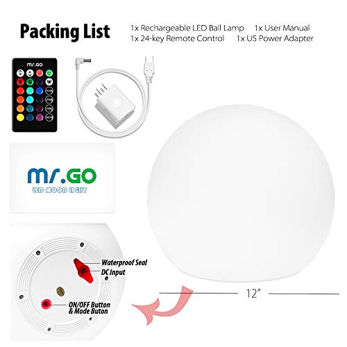 Rechargeable LED Ball Light 12"