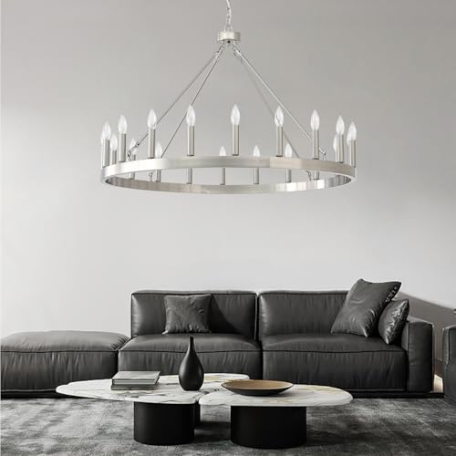 40" Brushed Nickel Wagon Wheel Chandelier 20