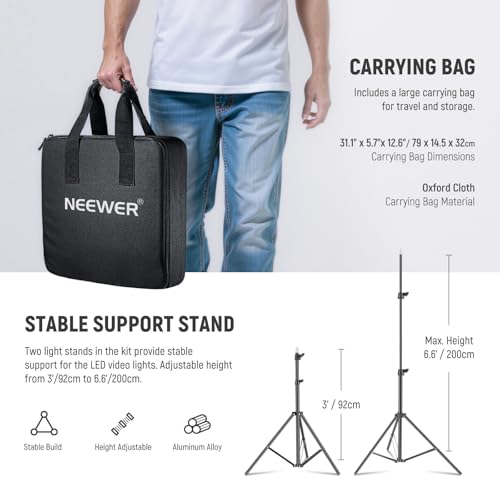 Upgraded RGB LED Studio Video Light with Tripod Stand