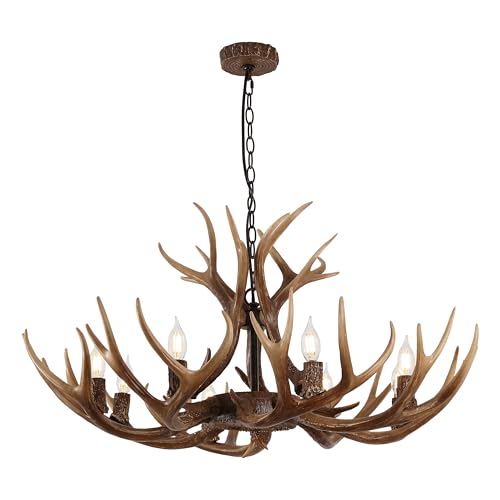 Eldora 8 Light Resin Antler Chandelier 36"