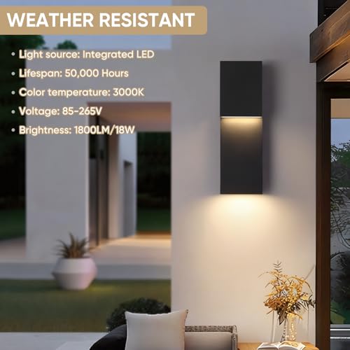 Modern 16" 18W LED Outdoor Wall Sconce