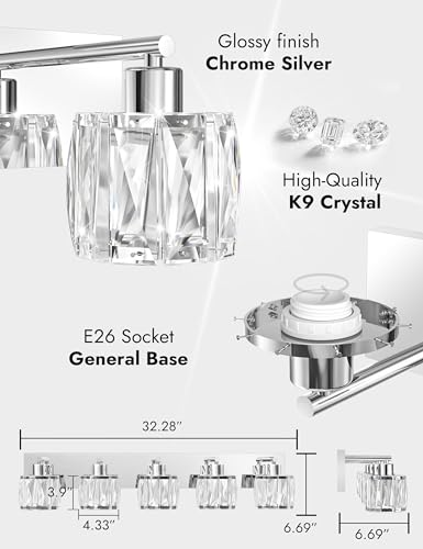 Crystal Vanity Lights for Bathroom (5 Count)