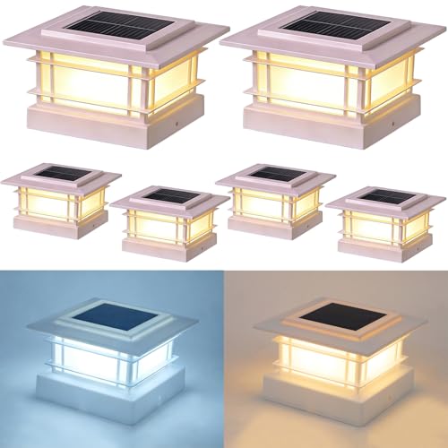 4x4 Solar Post Cap Lights Outdoor with 2 Color Mode (6 Count)