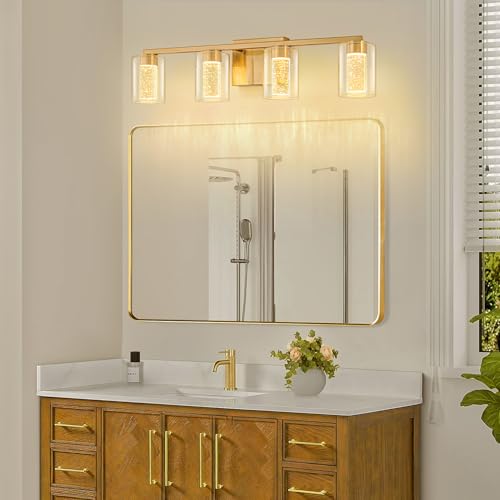 4 Light Gold Vanity Light with 3 Color Modes