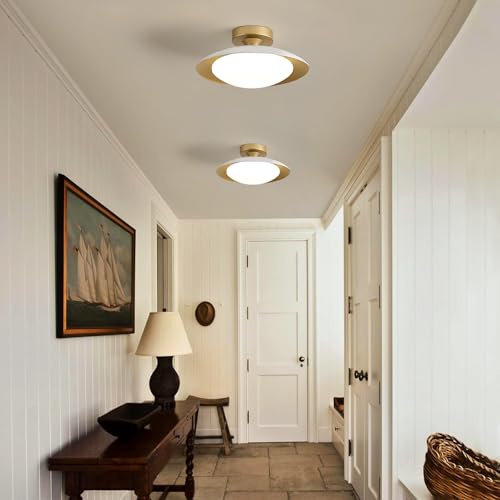 Dimmable Modern LED White and Gold Ceiling Light Fixture 11.81 in