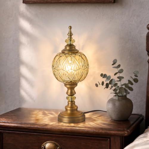 Vintage Amber Table Lamp Fixtures with E26 Bulb
