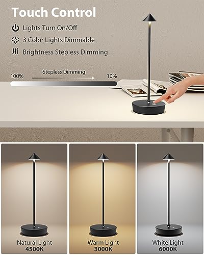 Cordless Table Lights Rechargeable 6000mAh Battery Outdoor LED Desk Lamp