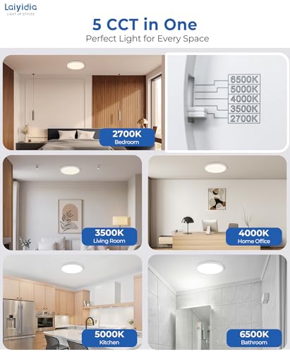 6 Pack 15.8in Hardwired Flush Mount LED Ceiling Light (6 Count)