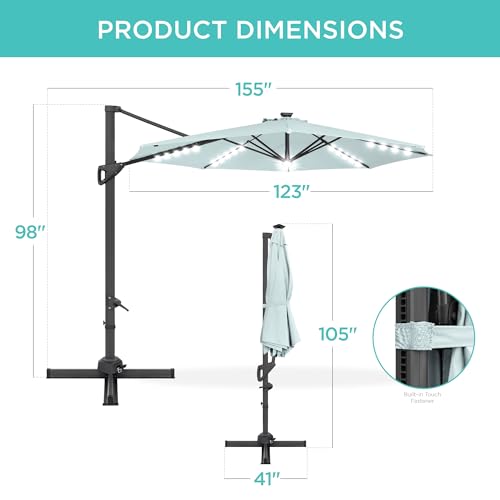 10ft Solar LED Cantilever Patio Umbrella