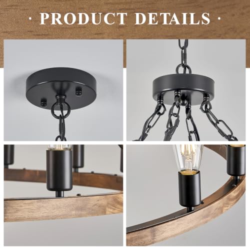 Oak Wooden Wagon Wheel Chandelier 16
