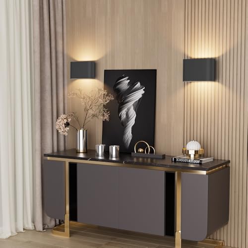 Black Modern LED Wall Sconces 4 Packs Indoor Wall Lights Hardwired Up and Down Wall Mount Light for Living Room Bedroom Hallway Corridor Conservatory Warm White 3000K (4 Count)