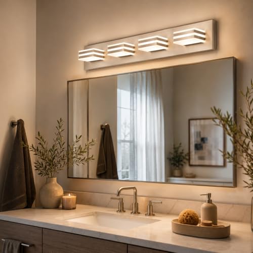 4 Light Brushed Nickel Bathroom Vanity Light