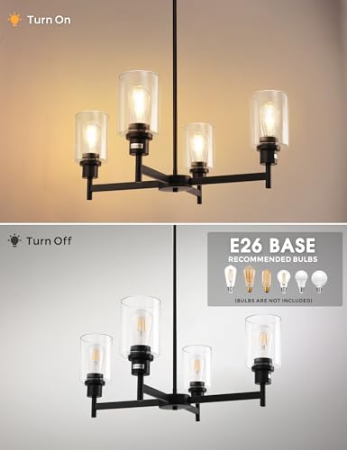 4 Light Black Chandelier for Dining Room Light Fixture