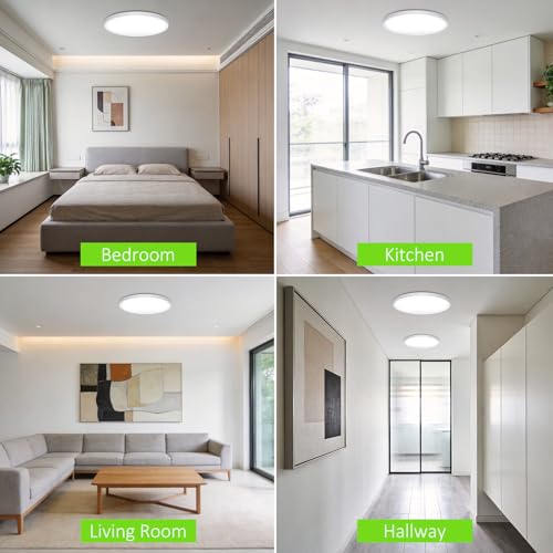 LED Flush Mount Ceiling Light 7in Thin 3CCT White Wired