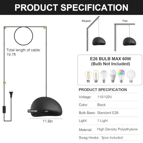 11.8in Plug in Chandelier