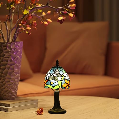 Tiffany Lamp Butterfly Stained Glass Bedside Nightstand Table Lamp