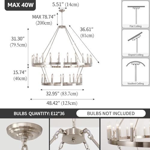 48 Inch Silver Chandelier 36