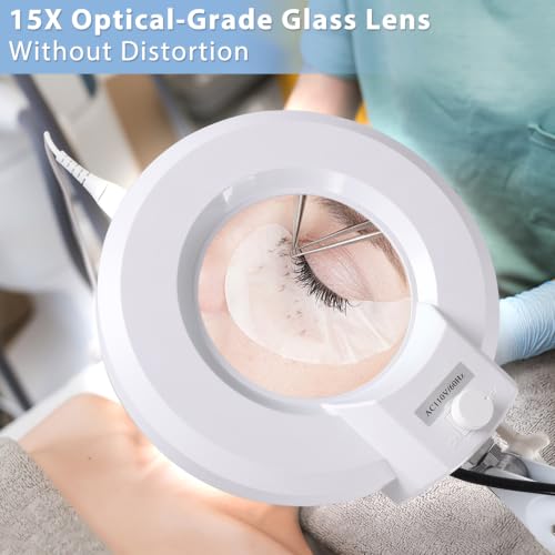 15X Magnifying Floor Lamp with 5 Wheels Rolling Base for Estheticians