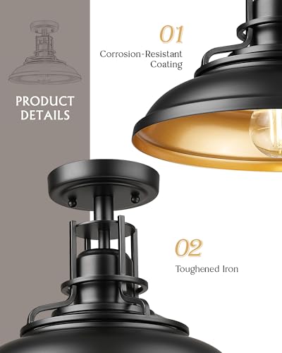 12 Inch Semi Flush Outdoor Ceiling Lights (2 Count)