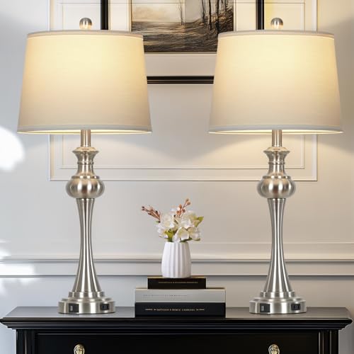 28.75" Silver Table Lamps for Living Room (2 Count)