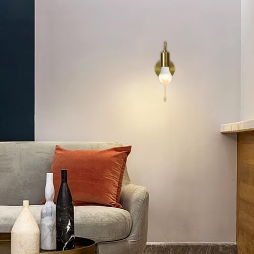 Hardwired Pull Chain Wall Sconce Gold 1