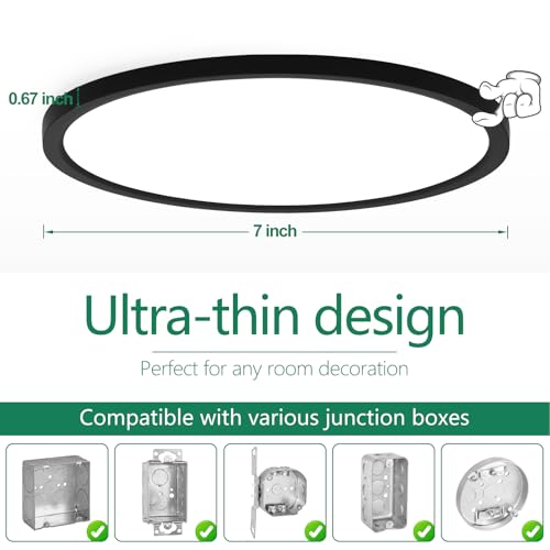 7 Inch LED Flush Mount Ceiling Light Fixture (2 Count)
