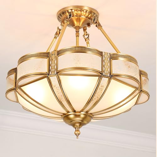 24 Inch Brass Flush Mount Chandelier