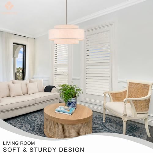 19.7" Modern Linen Drum Chandelier